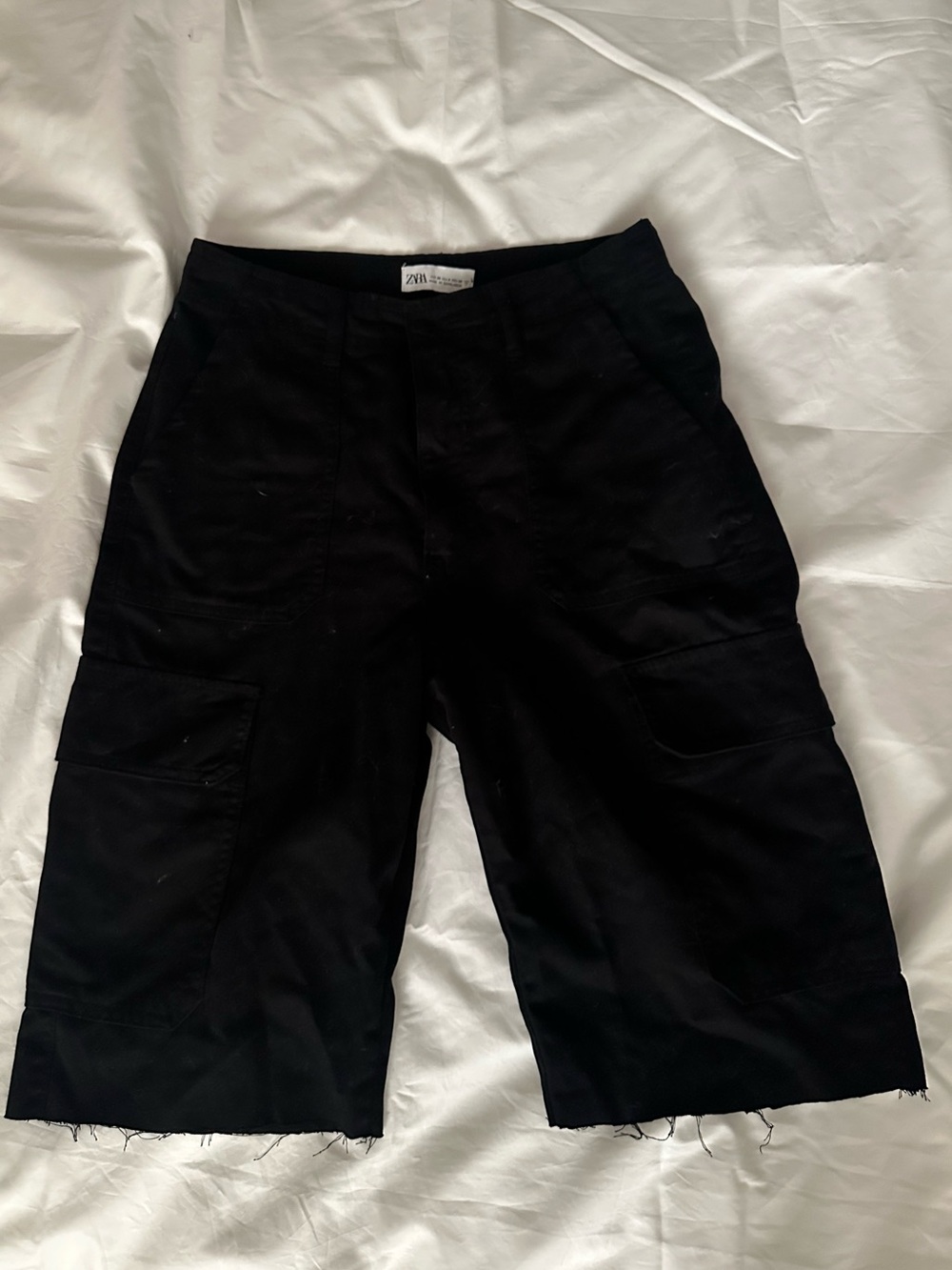 Zara Black Cargo Cut-off Shorts